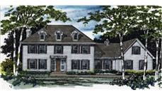 Colonial Home Plans M-3461 color front elevation.