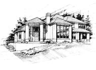 Contemporary homeplans M-3752 front elevation.