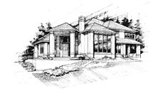 Contemporary homeplans M-3752 front elevation.