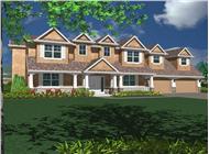 Prairie Plans M-3958 color front elevation.