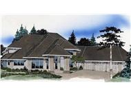 European house plans M-4132 color rendering.
