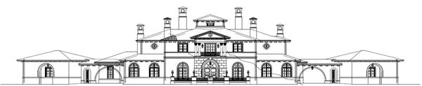 This is the front elevation of these Luxury House Plans.