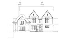 This is the black and white front elevation of these Country Home Plans.