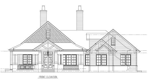 This is the front elevation of these Craftsman Houseplans.