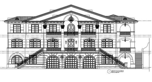 This is the front elevation for these Luxury House Plans.