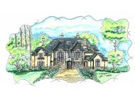 This is a colored rendering of these Luxury Tudor House Plans.
