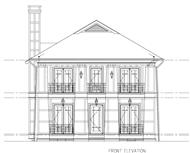 This is a black and white front elevation of these Craftsman Homeplans.