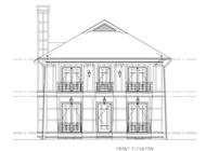 This is a black and white front elevation of these Craftsman Homeplans.