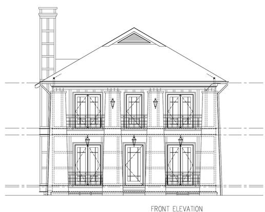 This is a black and white front elevation of these Craftsman Homeplans.