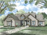 This is an artist's drawing of the front of these Craftsman House Plans.