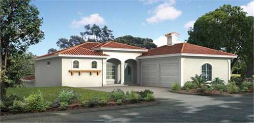 This is a computer image of the front of these Mediterranean Homeplans.