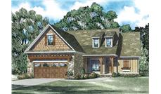 This is the front elevation for these Craftsman House Plans.