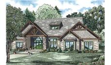 This is the front elevation for these Craftsman Home Plans.
