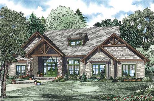 This is the front elevation for these Craftsman Home Plans.