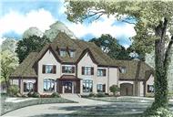 This is the front elevation for these European House Plans.