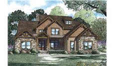 This is the front elevation for these Craftsman Home Plans.
