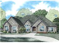 This is the front elevation for these French House Plans.