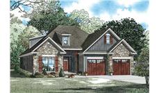 This is the front elevation for these Craftsman House Plans.