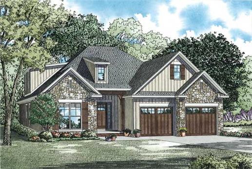 This is the front elevation for these Craftsman Home Plans.