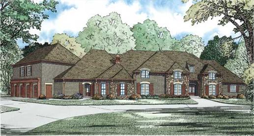 This is the front elevation for these Luxury House Plans.