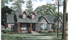This is the front elevation for these Craftsman House Plans.