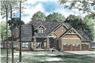 This is the front elevation for these Craftsman House Plans.