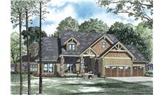 This is the front elevation for these Craftsman House Plans.