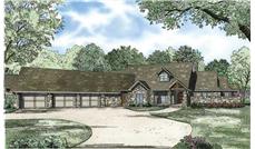 This is an artist's rendering of these Country Ranch House Plans.