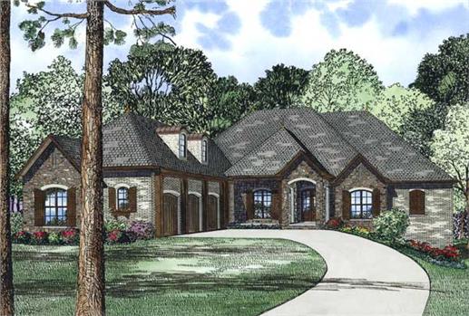 This is the front elevation for these European House Plans.
