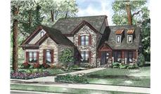 This is an artist's colorful rendering of these Craftsman Homeplans.