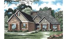 This is the front elevation for these Traditional House Plans.