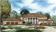 This image shows the Mediterranean style for this set of house plans, Luxury House Plans.