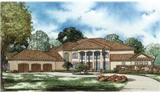 This image shows the Mediterranean style for this set of house plans, Luxury House Plans.