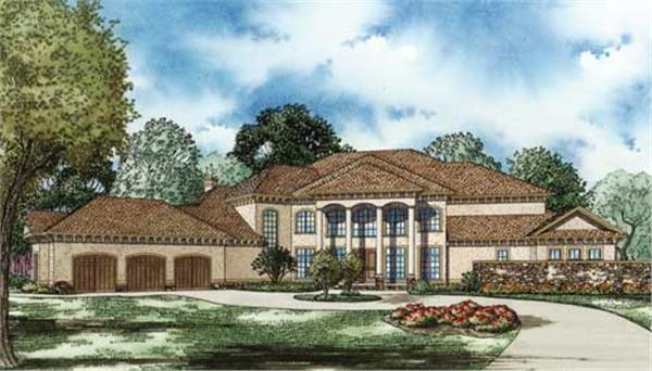 This image shows the Mediterranean style for this set of house plans, Luxury House Plans.