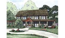This is the front elevation for these Traditional House Plans.