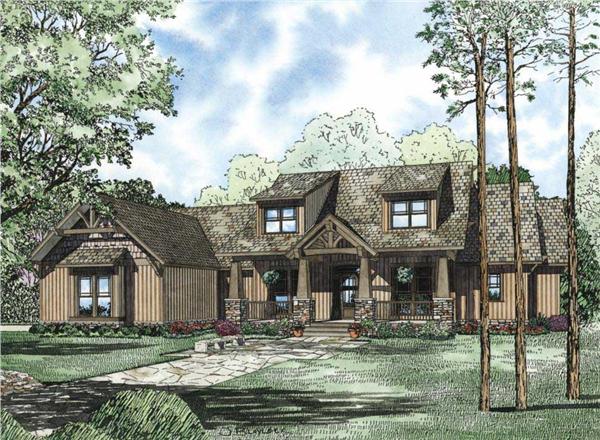 This is the front elevation of these Huge Craftsman Homeplans.