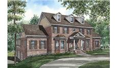 This image shows the front exterior for these Traditional House Plans.