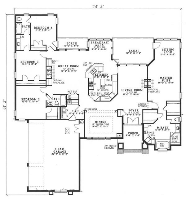 153-1209 house plan main level