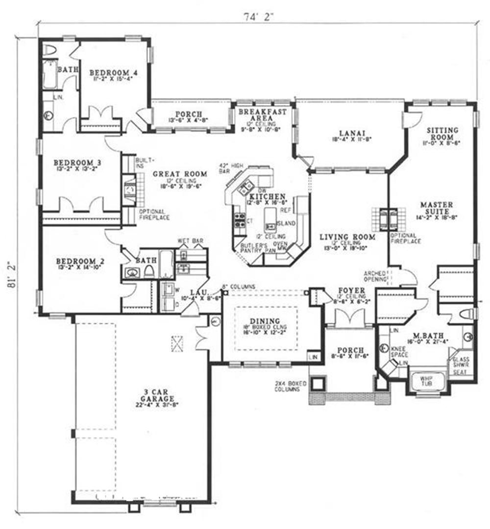 153-1209 house plan main level