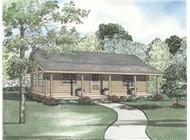 This image shows the front elevation for these Log Cabins and Vacation House Plans.