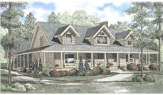 Log Cabin Style House Plans Front elevation.