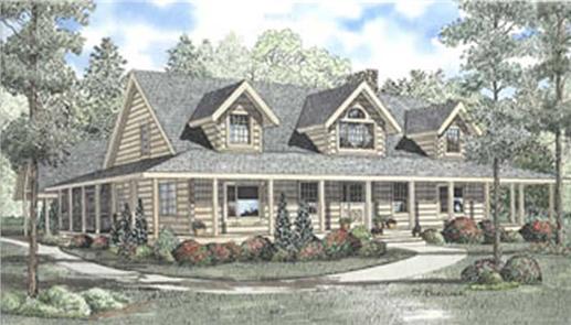 Log Cabin Style House Plans Front elevation.
