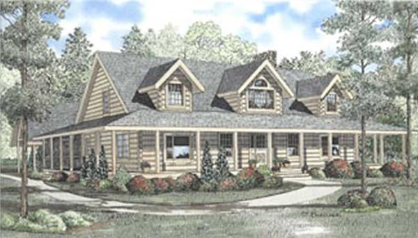 Log Cabin Style House Plans Front elevation.