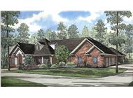 This image shows the front elevation for these Traditional House Plans,
