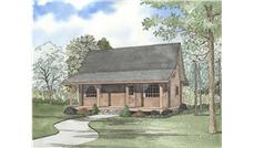 Log Cabins colored front elevation.