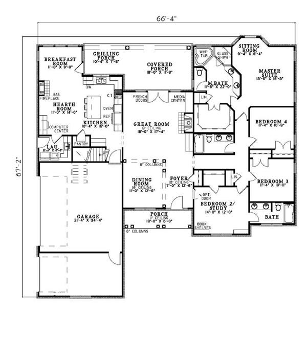 153-1417 house plan main floor