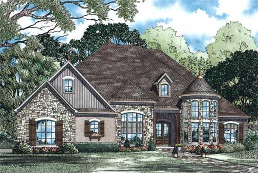 This is the front elevation of these European Home Plans.