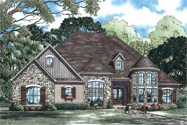 This is the front elevation of these European Home Plans.
