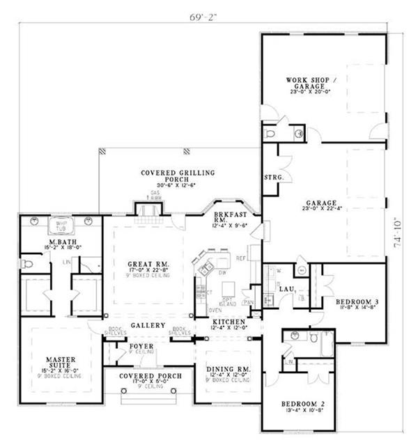 Floor Plan First Story for Ranch House Plan NDG-255