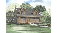 Main colored rendering image for log house plan # 5095
